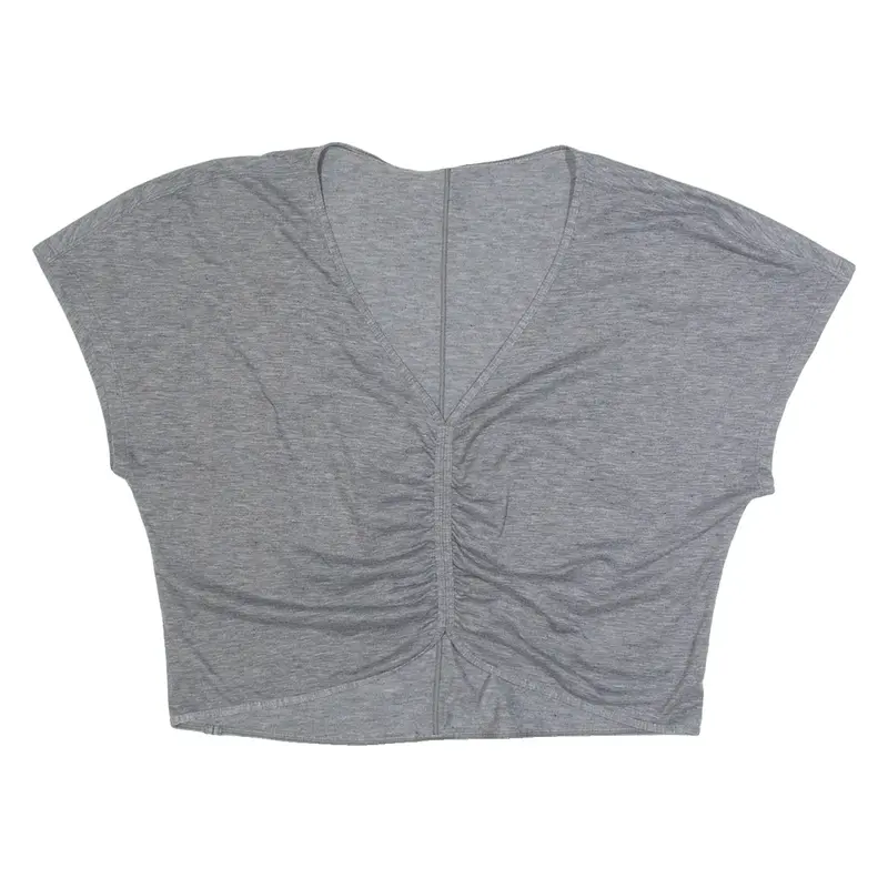 LULULEMON Ruched Womens Sports Top Grey V-Neck M