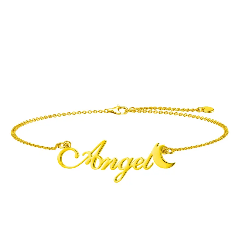 10K Gold Personalized Classic Name Charm Bracelet