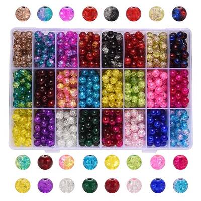Spray Painted Crackle Glass Beads