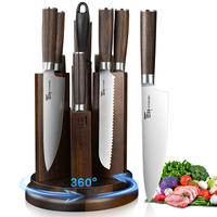 SYOKAMI Kitchen Knife Set with Magnetic Block and Sharpener 14 Piece Knife Set 360° Rotatable Holder Ultra Sharp High Carbon...