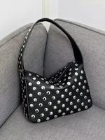 Fashionable Mother's Day Gift, Women's Punk Inspired Studded Decor Handbag, Y2k Portable Shoulder Bag, High-quality Daily Ele...