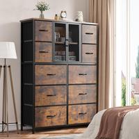 Raybee Dresser Collection Bedroom Chest of Drawers Plastic Drawer Metal Frame Wood Top Board 5 to 16 Drawers for Hallway, Dor...