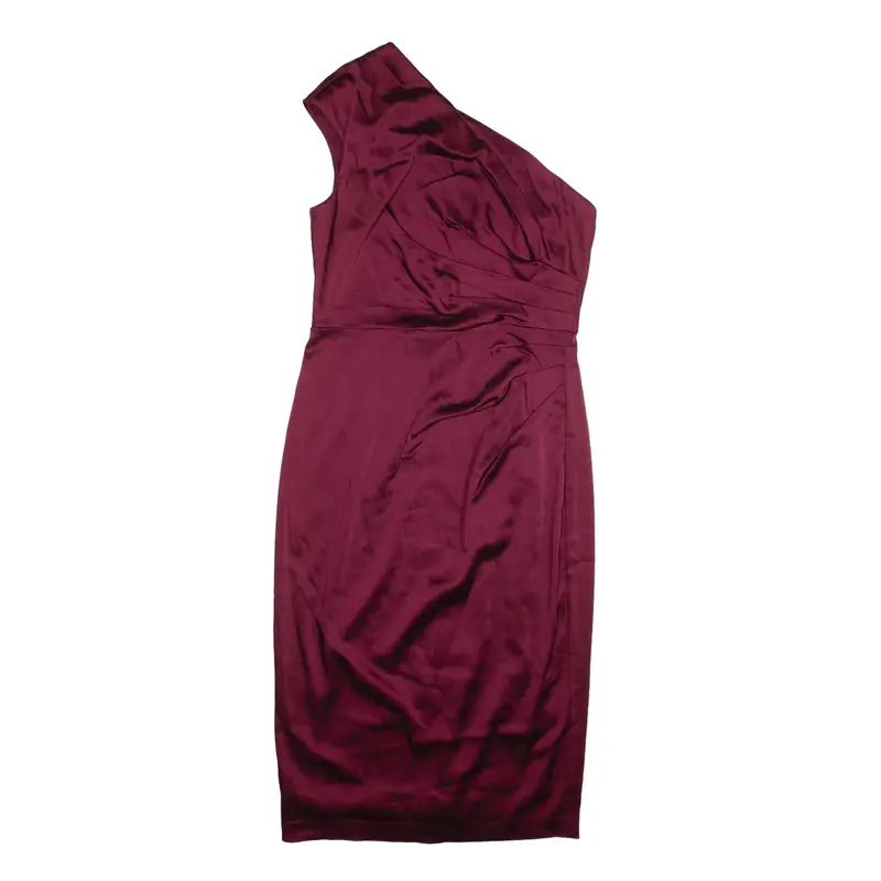 ADRIANNA PAPPEL Pencil Dress Maroon Satin Sleeveless Knee Length Womens UK 10