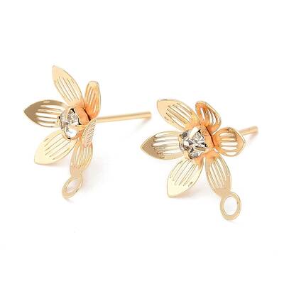 Brass with Glass Stud Earrings Findings