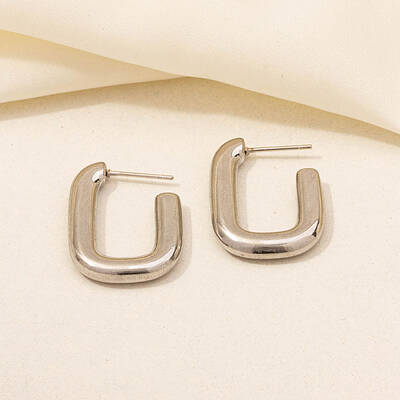 Irregular C Shape Stainless Steel Stud Earrings for Women