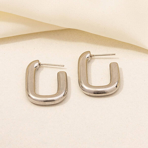 Irregular C Shape Stainless Steel Stud Earrings for Women