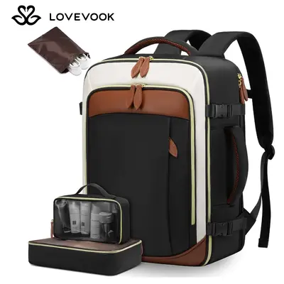 LOVEVOOK TSA-Friendly Travel Backpack with Storage Bag and Toiletry Bag - Fits 17-Inch Laptop, for Hiking, Overnight, Weeken...