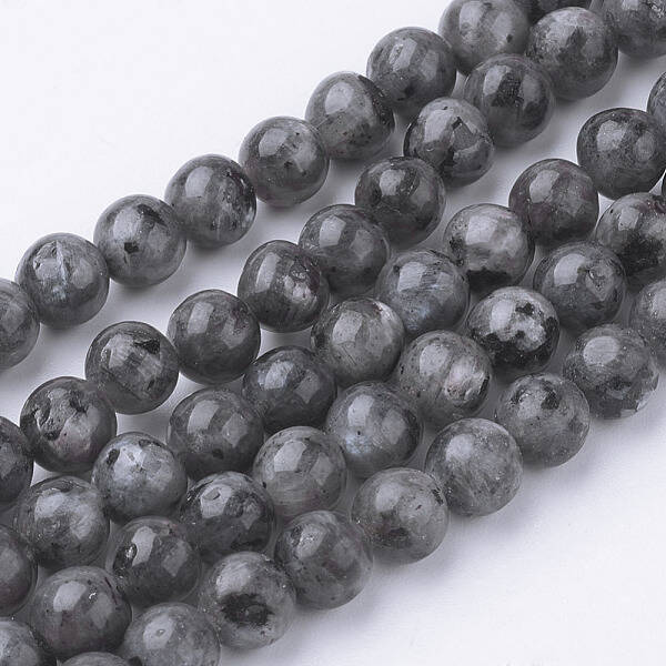 Natural Black Larvikite Bead Strands