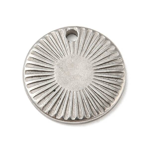 Non-Tarnish Textured Flat Round 304 Stainless Steel Pendants