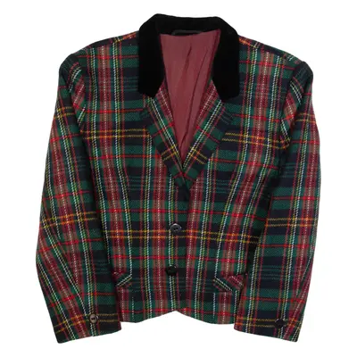 WIDUDRESS Womens Blazer Jacket Red Wool 90s Plaid UK 10