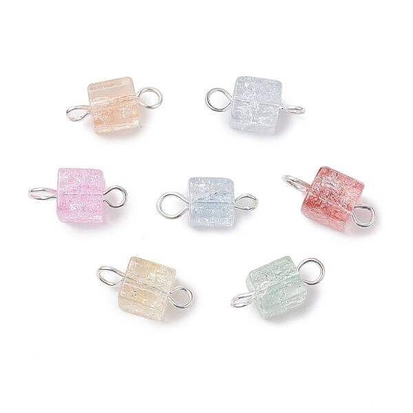 Crackle Glass Beaded Connector Charms