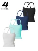 Women's Solid Color Sports Singlet, Comfortable Breathable Sports Top with Chest Pad, Ladies Sportswear for Indoor Outdoor We...