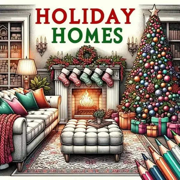 Holiday Homes Adult Coloring Book: Festive Cozy Houses for Yuletide and Winter Holidays