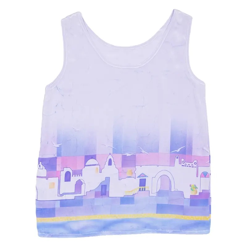 Womens Printed Vest Purple Sleeveless Silk Crazy Pattern M