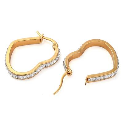 304 Stainless Steel Heart Hoop Earrings