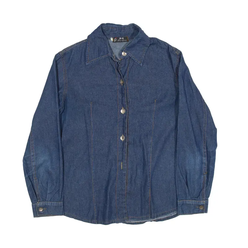 PAI QUIAN Denim Shirt Blue Long Sleeve Womens S