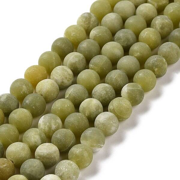 Round Frosted Natural TaiWan Jade Bead Strands