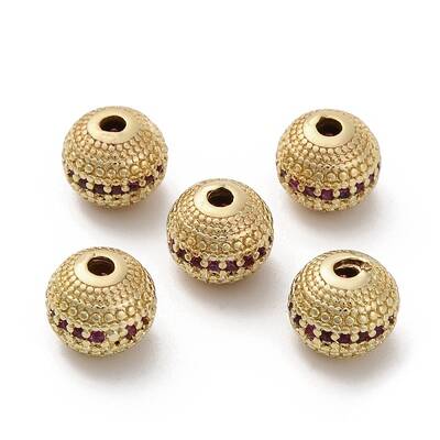 Brass Micro Pave Cubic Zirconia Beads
