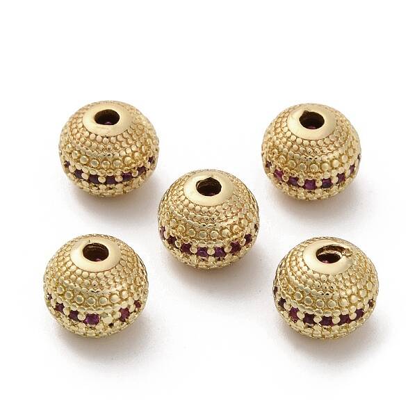 Brass Micro Pave Cubic Zirconia Beads