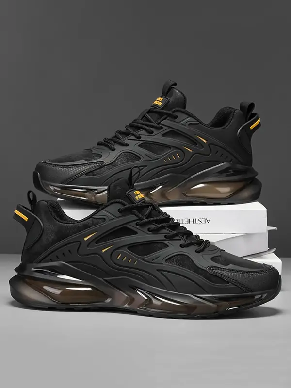 Men's Fashionable Lace Up Sneakers, Casual Comfortable Breathable Sports Running Shoes, Male All-match Round Toe Chunky Sneak...