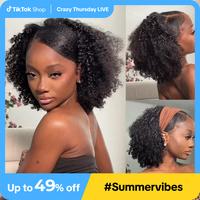 [WEAR GO HALF WIG] ISEE Wear Go Half Wig Kinky Curly Layered Curly Bob Pre-Styled Layer Draw-strings Flip Over Wig with Seaml...