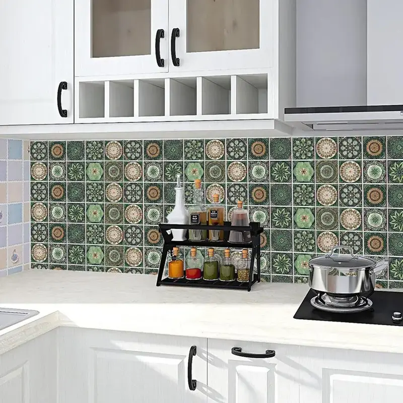 Moroccan Style Tile Sticker, 24pcs/set Waterproof Self Adhesive Wall Decal, Sweet Furniture, Retro Style Wall Stickers for Ba...