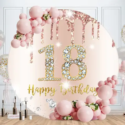 Aperturee Green Glassland And House Round Birthday Backdrop | Custom Circle Backdrop Birthday | Circle Party Backdrop | Round...