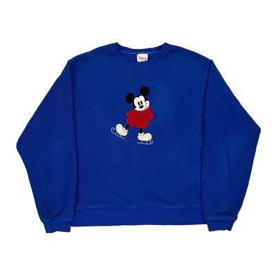 Mickey Mouse Disney Graphic Sweatshirt - Large Blue Polyester