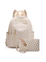 Women's Fashionable Geometric Pattern Backpack & Wallet Set, Casual Versatile Backpack & Wallet Set, Trendy All-match School ...
