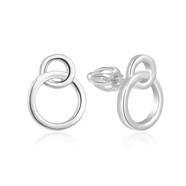 Beneto AGUP1425S minimal silver earrings screw