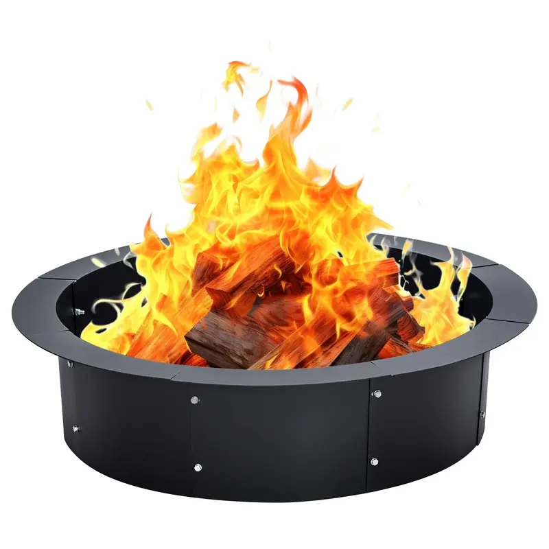 Garvee 36 Outer/30 Inner Diameter Fire Pit Ring - 3mm Thick Heavy Duty Steel Round Fire Ring Insert for DIY Above or In-Gro...