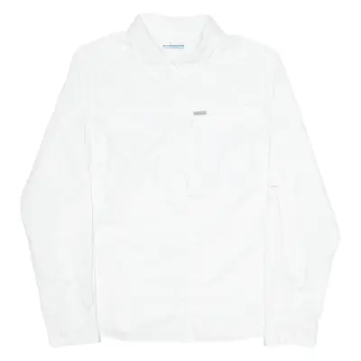 COLUMBIA Omni-Shade Womens Plain Shirt White Nylon Long Sleeve XL