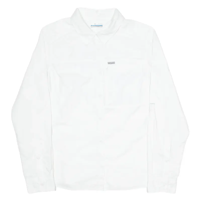 COLUMBIA Omni-Shade Womens Plain Shirt White Nylon Long Sleeve XL
