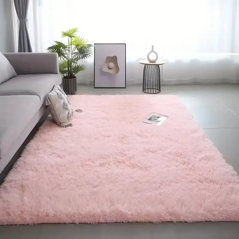 Solid Fluffy Rectangle Carpet, 1 Count Non-slip Soft Floor Rug, Decorative Mat for Living Room Bedroom Kids' Playroom Nursery...