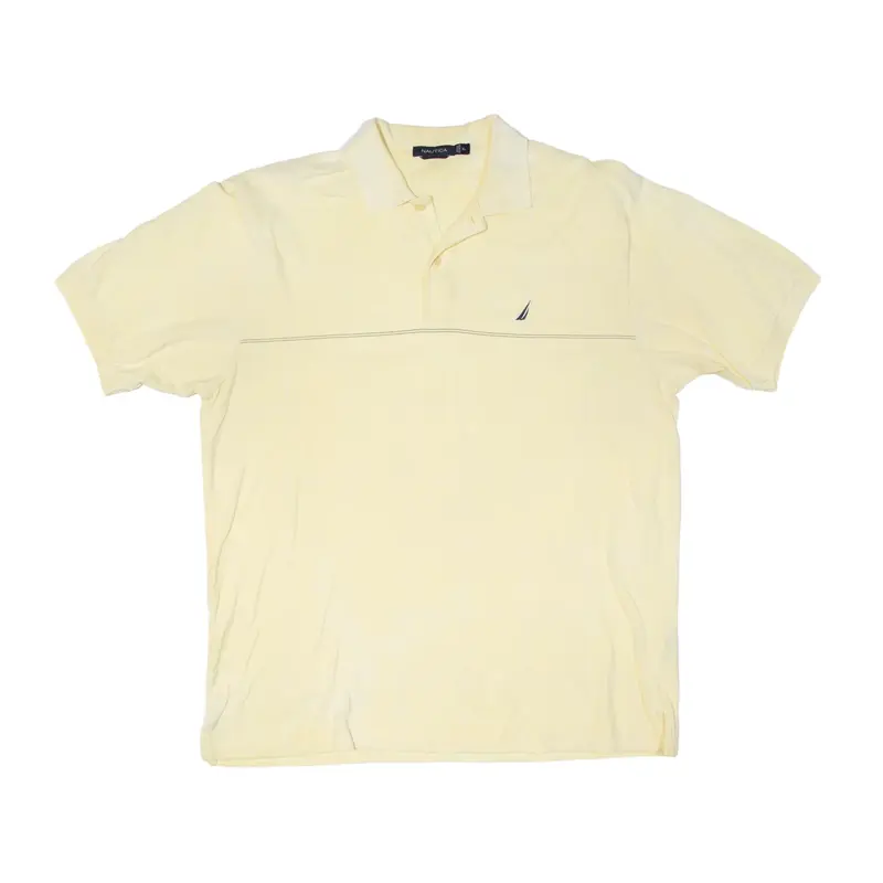 NAUTICA Polo Shirt Yellow Check Short Sleeve Mens XL