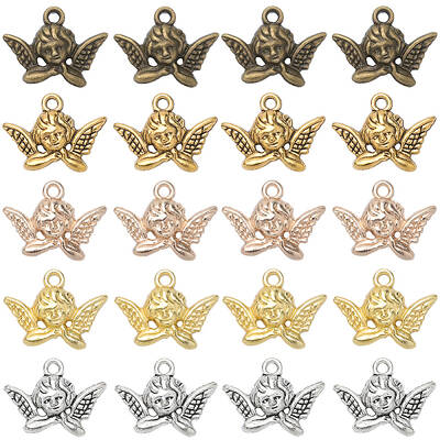 100Pcs 5 Colors Tibetan Style Alloy Pendants