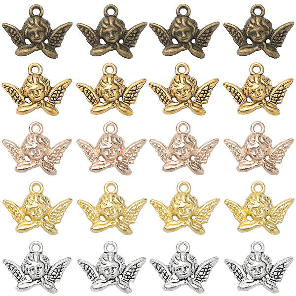 100Pcs 5 Colors Tibetan Style Alloy Pendants