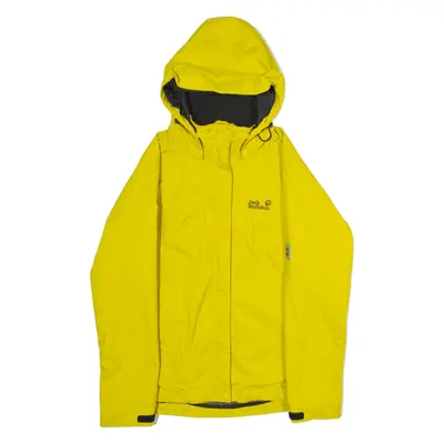 JACK WOLFSKIN Womens Rain Jacket Yellow Hooded UK 8