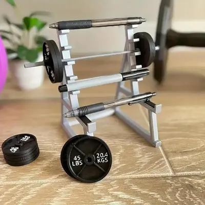 Gym Themed Desk Pen Holder, 1 Count Multi-grids Pen Holder Stand with 1 Barbell, Desk Organizer for Home Office School, Gift ...