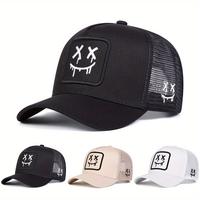 Unisex Cartoon Ghost Face Embroidered Baseball Cap Mesh Hat Outdoor Sport Adjustable Sunscreen Leisure Hat Spring Autumn Trav...