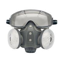 Dust-proof Integrated Respirator Mask Woodworking Tools, Reusable Half Mask with Goggles, Anti-dust Mask for Spray Painting W...