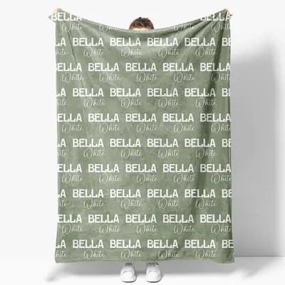 Aperturee Light Green Step And Repeat Custom Name Blanket - Aperturee