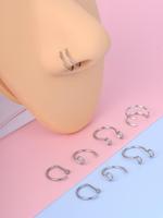 8pcs Stainless Steel Fake Septum Nose Rings, Nose Cuff for Women and Men for Daily Clothing Decor, Party, Minimalist Aestheti...