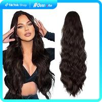 AISI HAIR Summervibes Hair Ponytail Extension 26 Inch Long Wavy Drawstring for Women in Dark Brown with Fluffy Hairpiece for ...