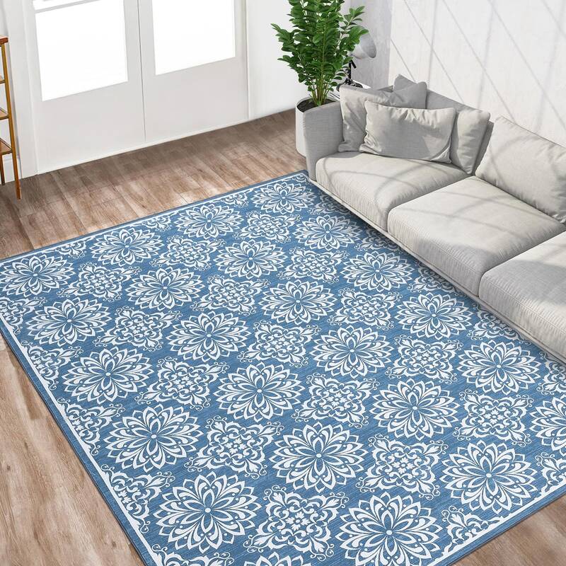 Garvee Modern Floral Area Rugs 6x9 Living Room Rugs Large Machine Washable Rug Non Slip for Bedroom Vintage Print Rug Soft Fa...