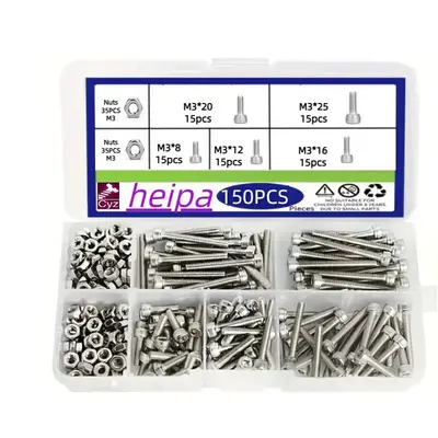 M3 Head Hexagon Socket Screw, Hexagon Socket Screws, Stainless Steel Socket Head Screw Nut Set, Multi-purpose Repair Tool