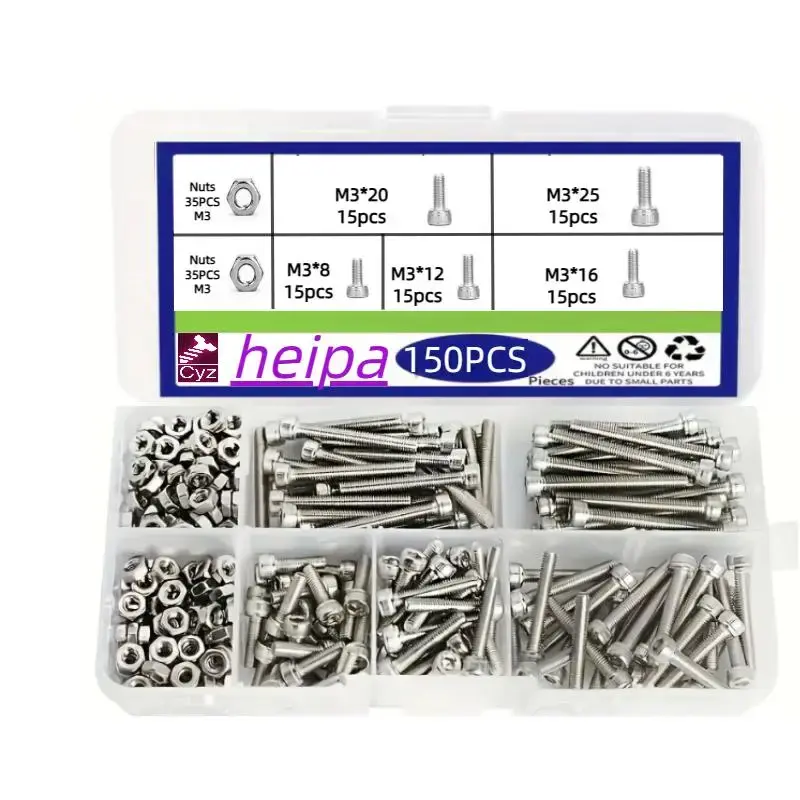 M3 Head Hexagon Socket Screw, Hexagon Socket Screws, Stainless Steel Socket Head Screw Nut Set, Multi-purpose Repair Tool