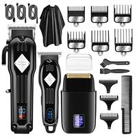 Professional Hair Clipper Set, 1 Set Electric Hair Trimmer Kit, LCD Display Hair Cutting Machines Kit, Winter Gifts for Men, ...