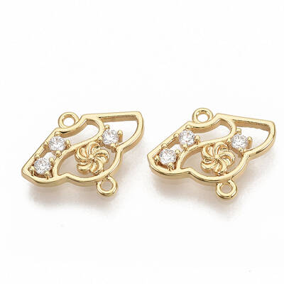 Brass Micro Pave Clear Cubic Zirconia Links connectors