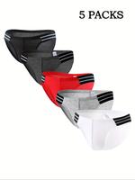 Men's Striped Tape Boxer Brief, Casual Comfy Breathable Underwear for Daily Wear, Men's Underwear for All Seasons